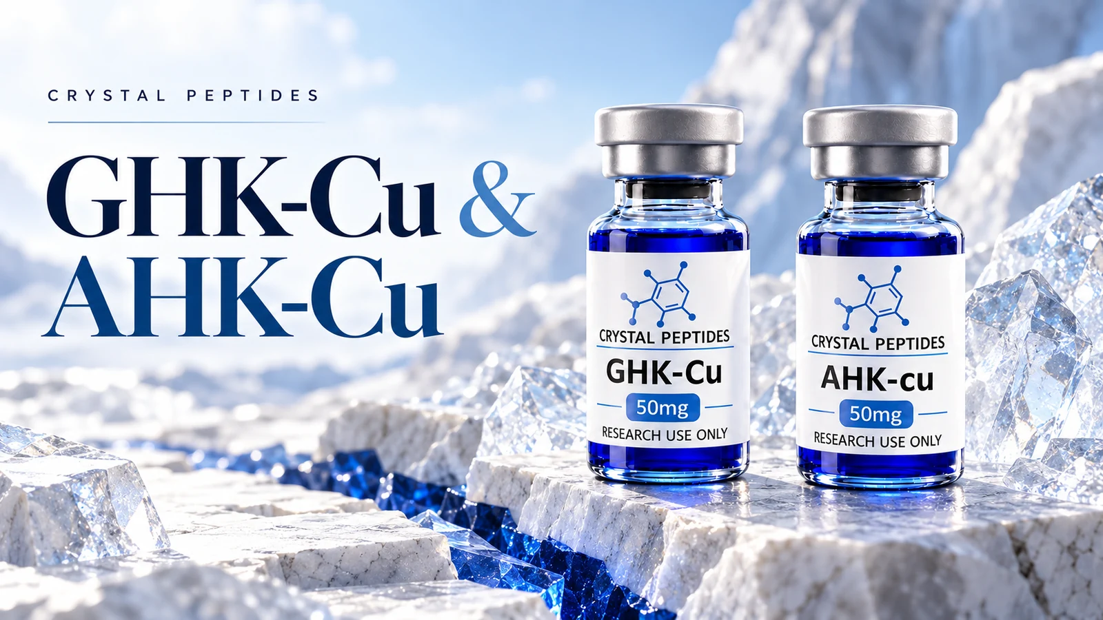 Urednička ilustracija proizvoda: GHK-Cu / AHK-Cu — Crystal Peptides.